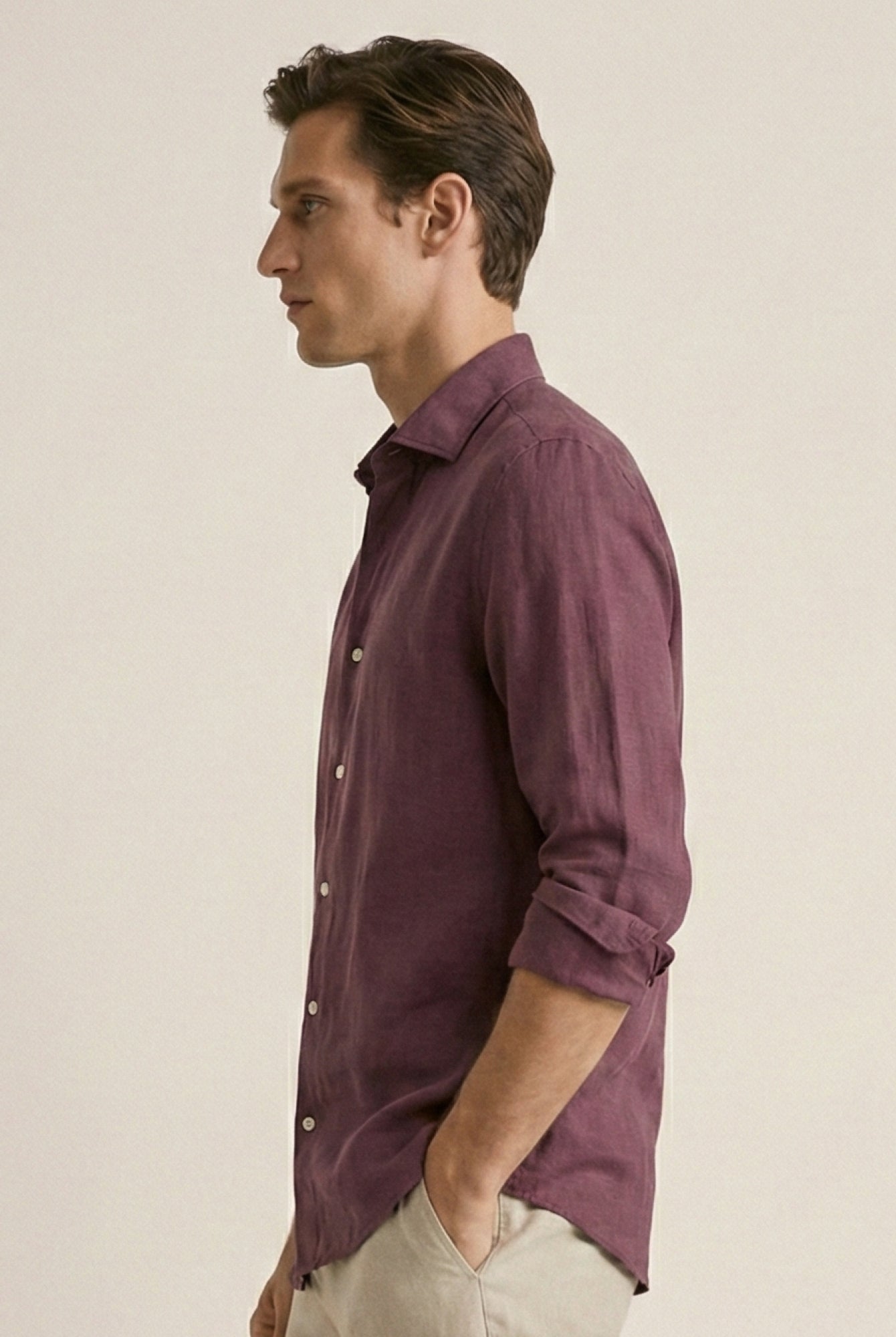 Vintage Plum 100% Pure Linen Shirt - CiceroniMen Shirtsbhrāta
