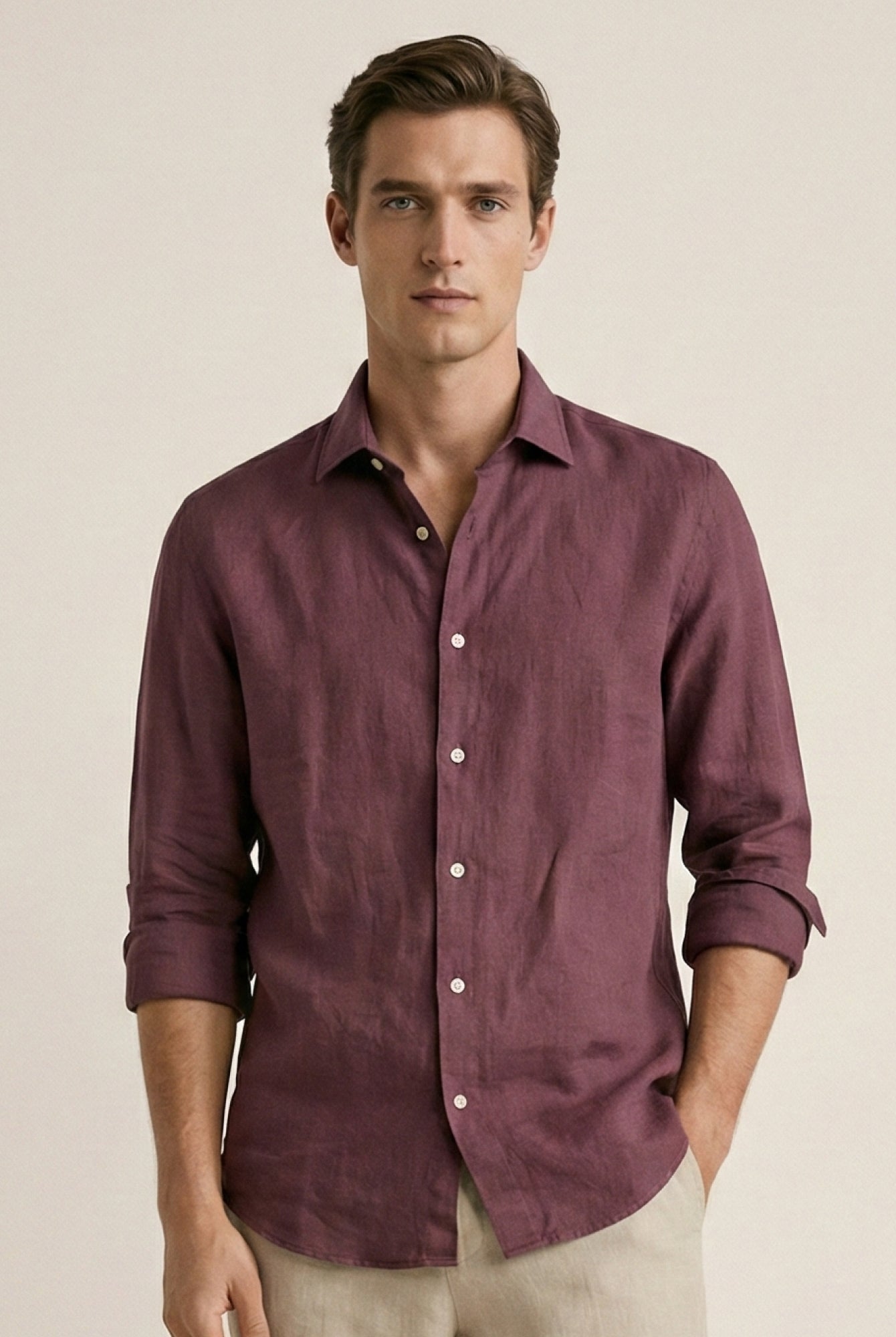 Vintage Plum 100% Pure Linen Shirt - CiceroniMen Shirtsbhrāta