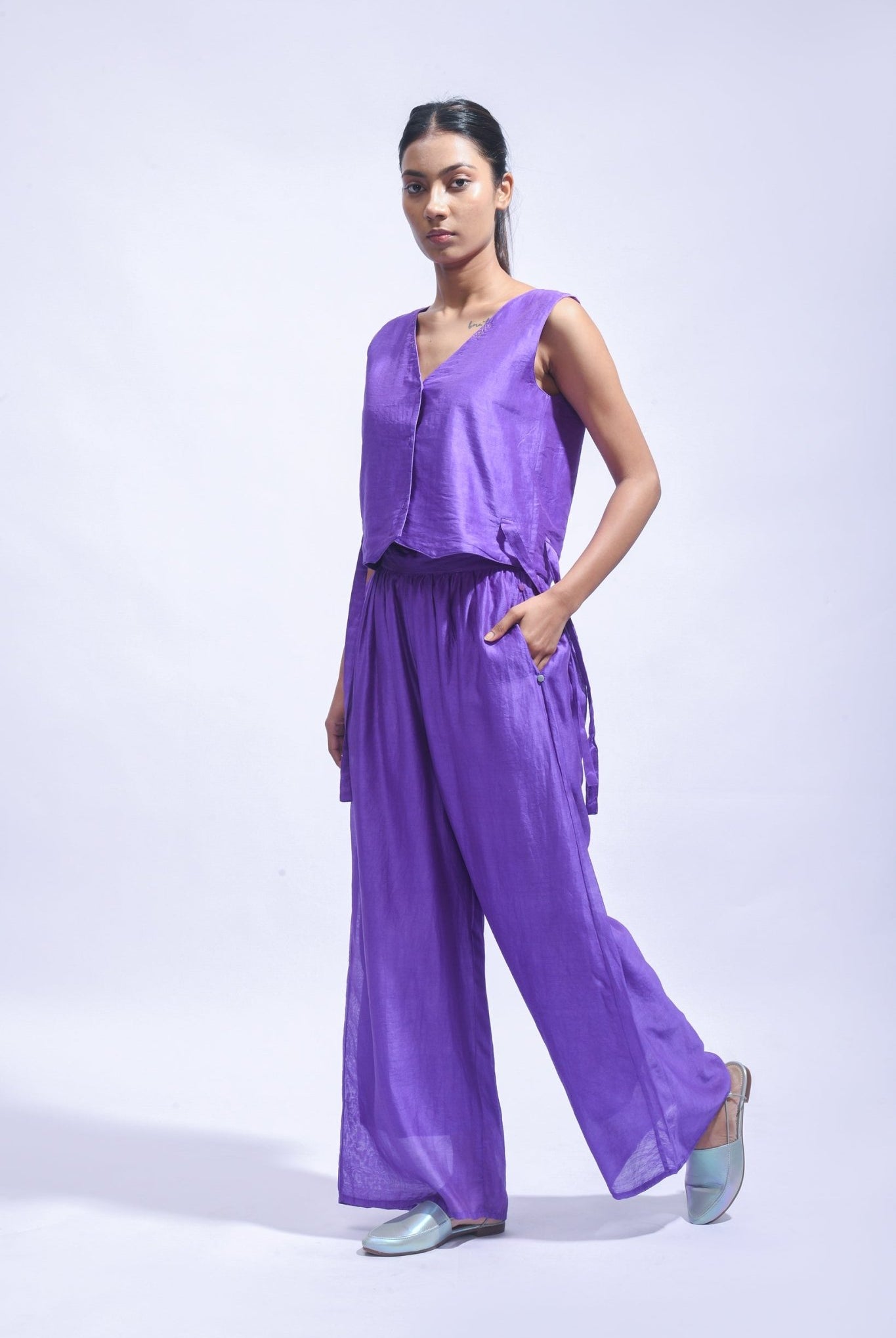 Violet Cross Silk Set - CiceroniCo - ord SetJayati Goenka
