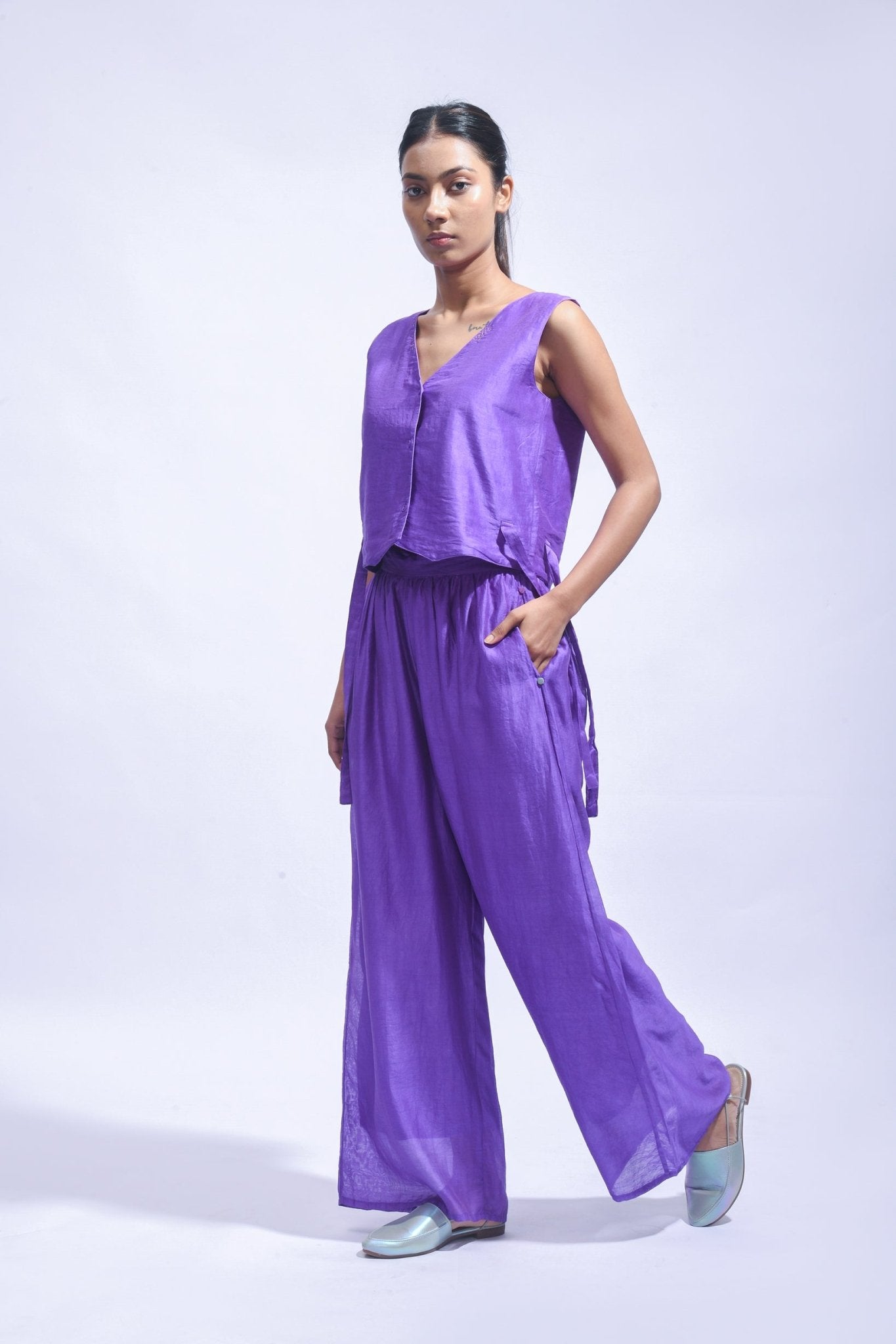 Violet Cross Silk Set - CiceroniCo - ord SetJayati Goenka