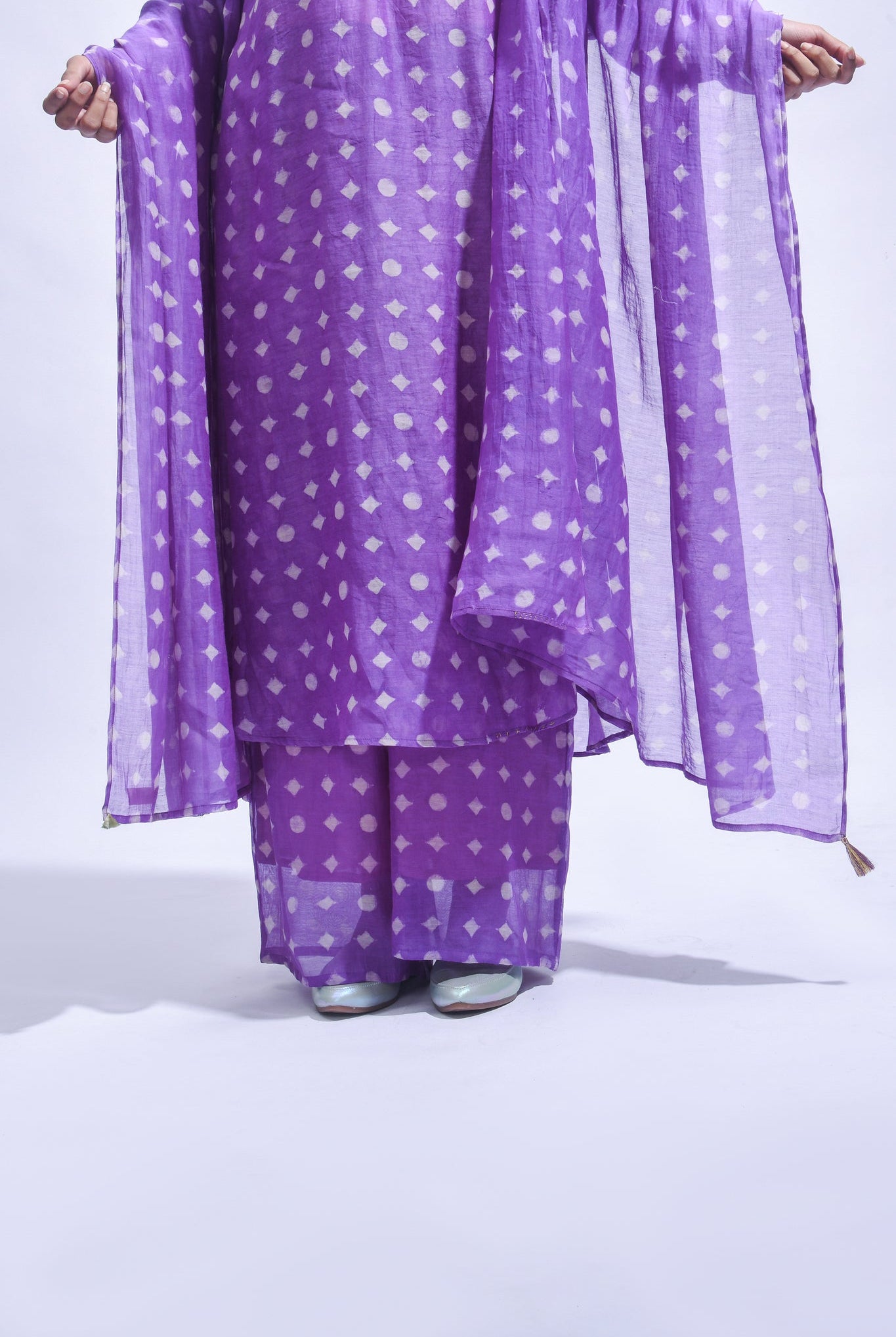 Violet Smocked Silk Set - CiceroniKurta Set, Everyday WearJayati Goenka