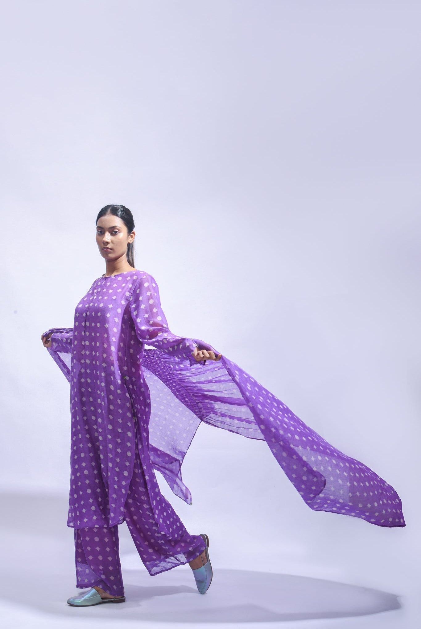 Violet Smocked Silk Set - CiceroniKurta Set, Everyday WearJayati Goenka