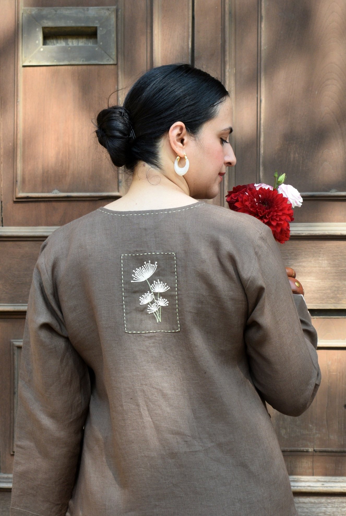 Walnut Brown Linen Co - ord Set - CiceroniKurta Set, Everyday WearHouse of Moxa