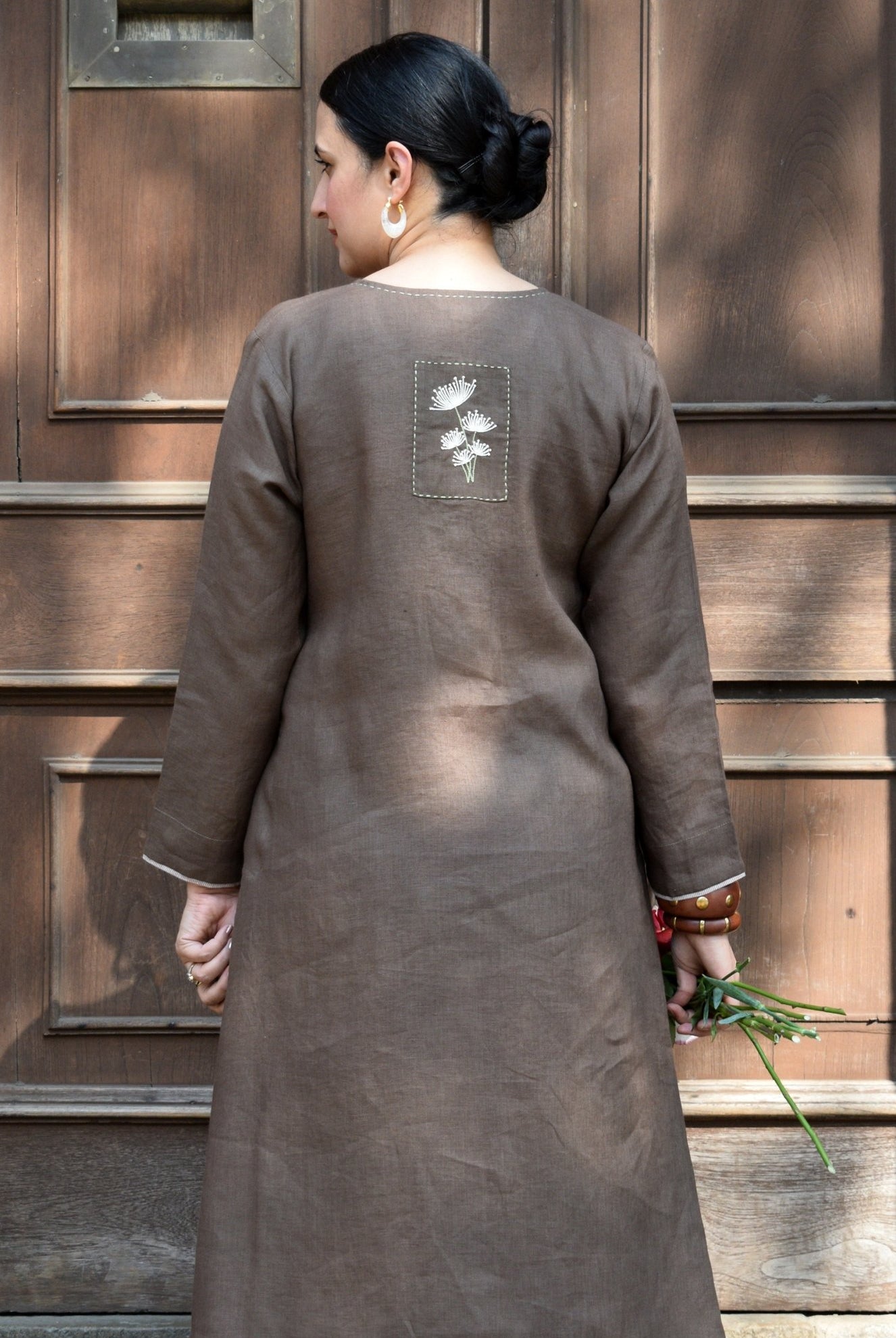 Walnut Brown Linen Co - ord Set - CiceroniKurta Set, Everyday WearHouse of Moxa