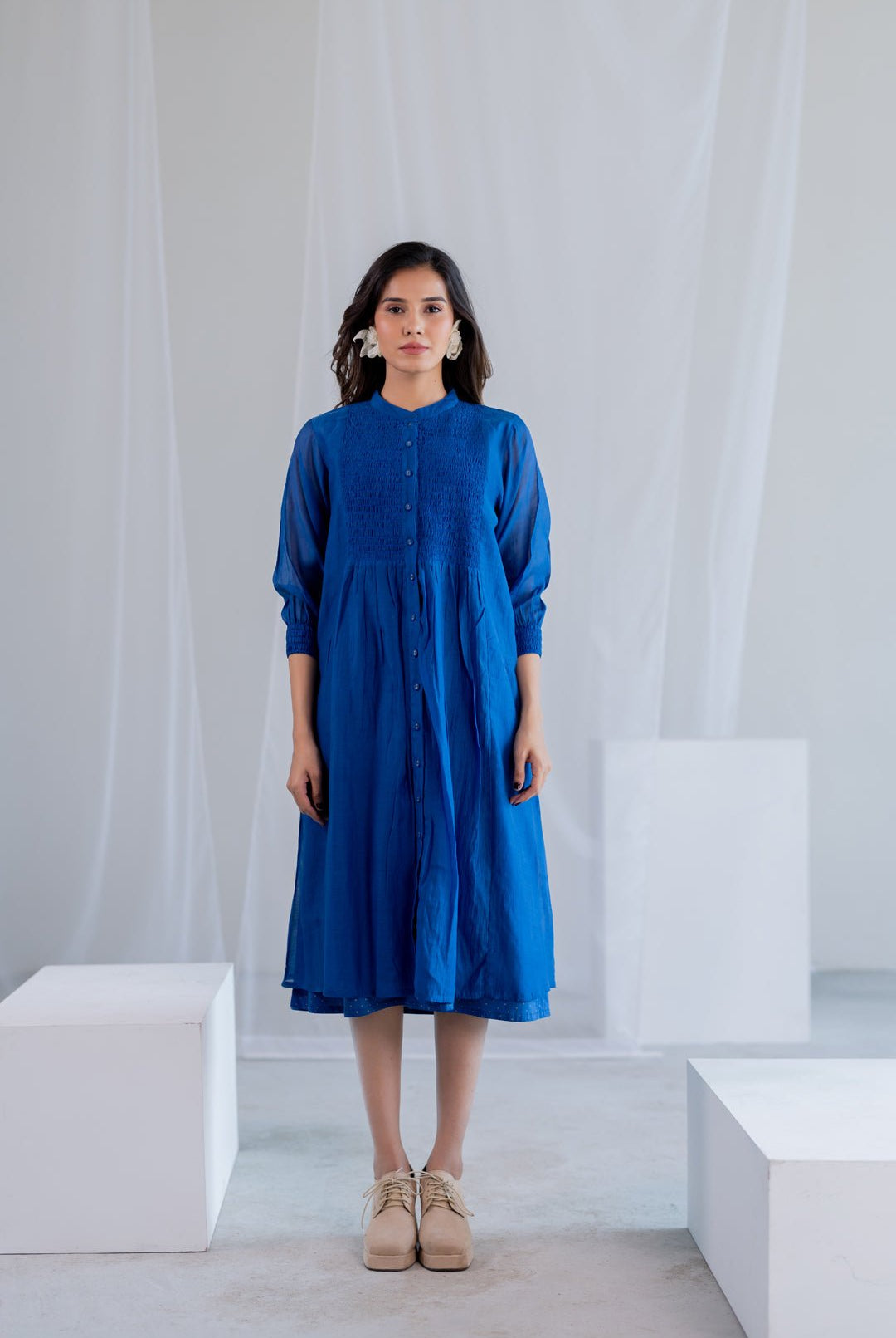 Wavy Seas Chanderi Dress - CiceroniDressesSilai Studio