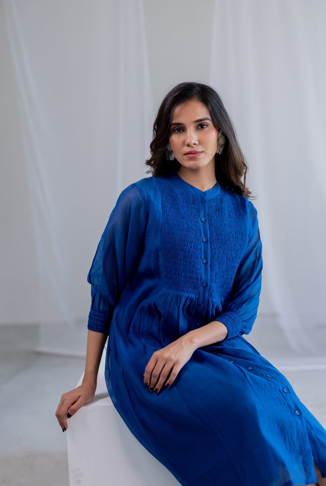 Wavy Seas Chanderi Dress - CiceroniDressesSilai Studio