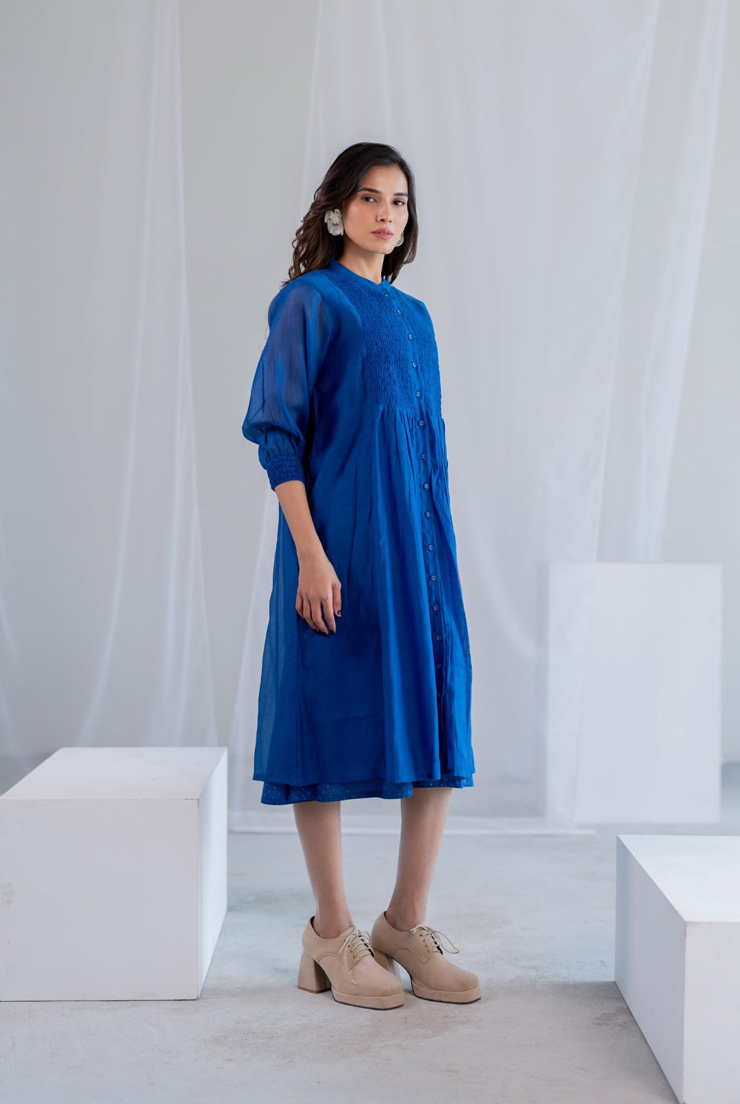 Wavy Seas Chanderi Dress - CiceroniDressesSilai Studio