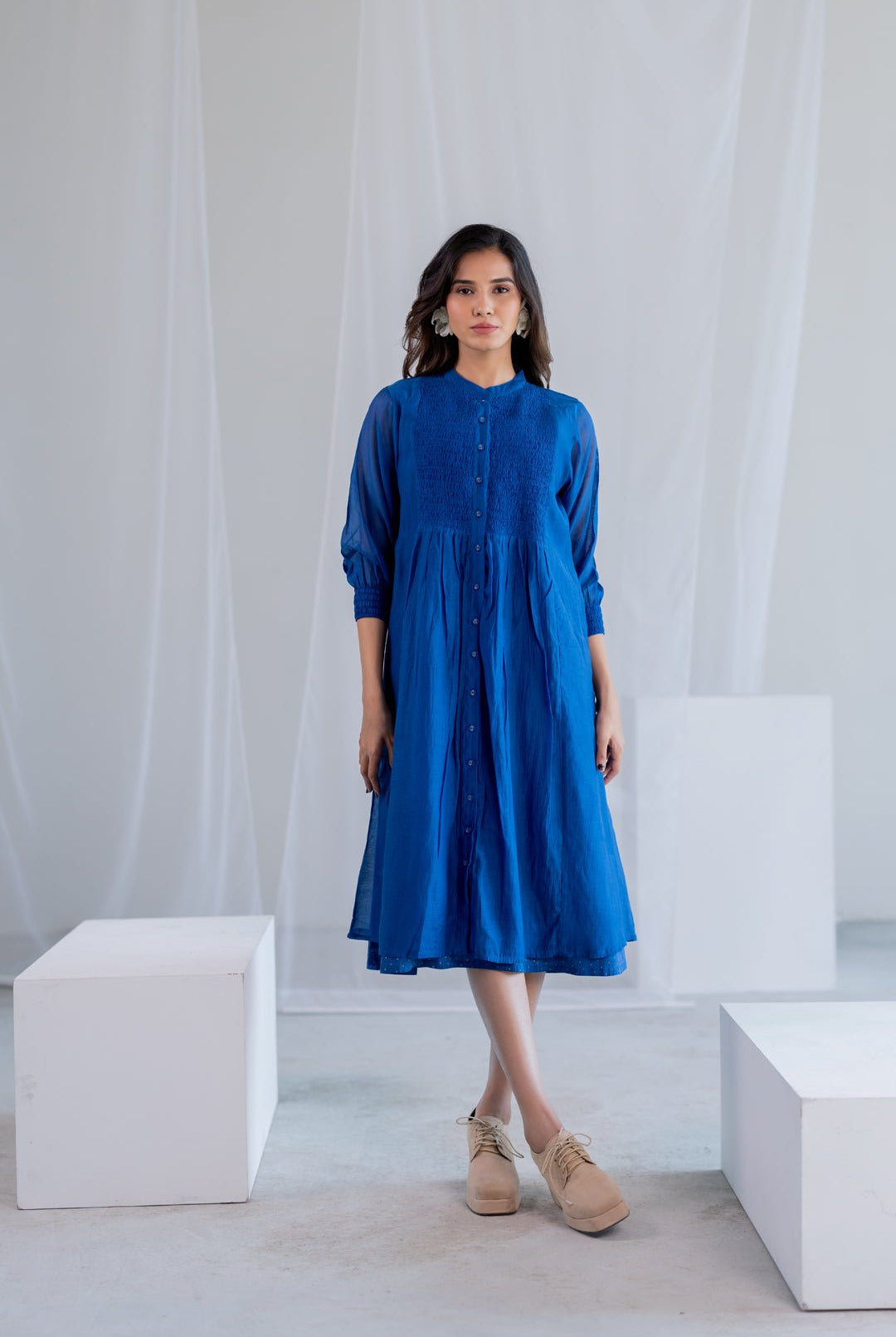 Wavy Seas Chanderi Dress - CiceroniDressesSilai Studio