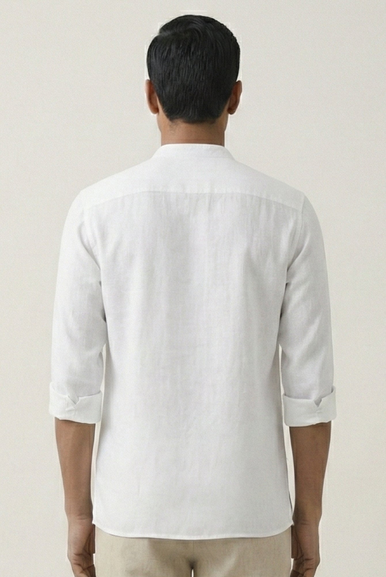 White 100% Pure Linen Classic Short Kurta - CiceroniKurta, Everyday Wearbhrāta