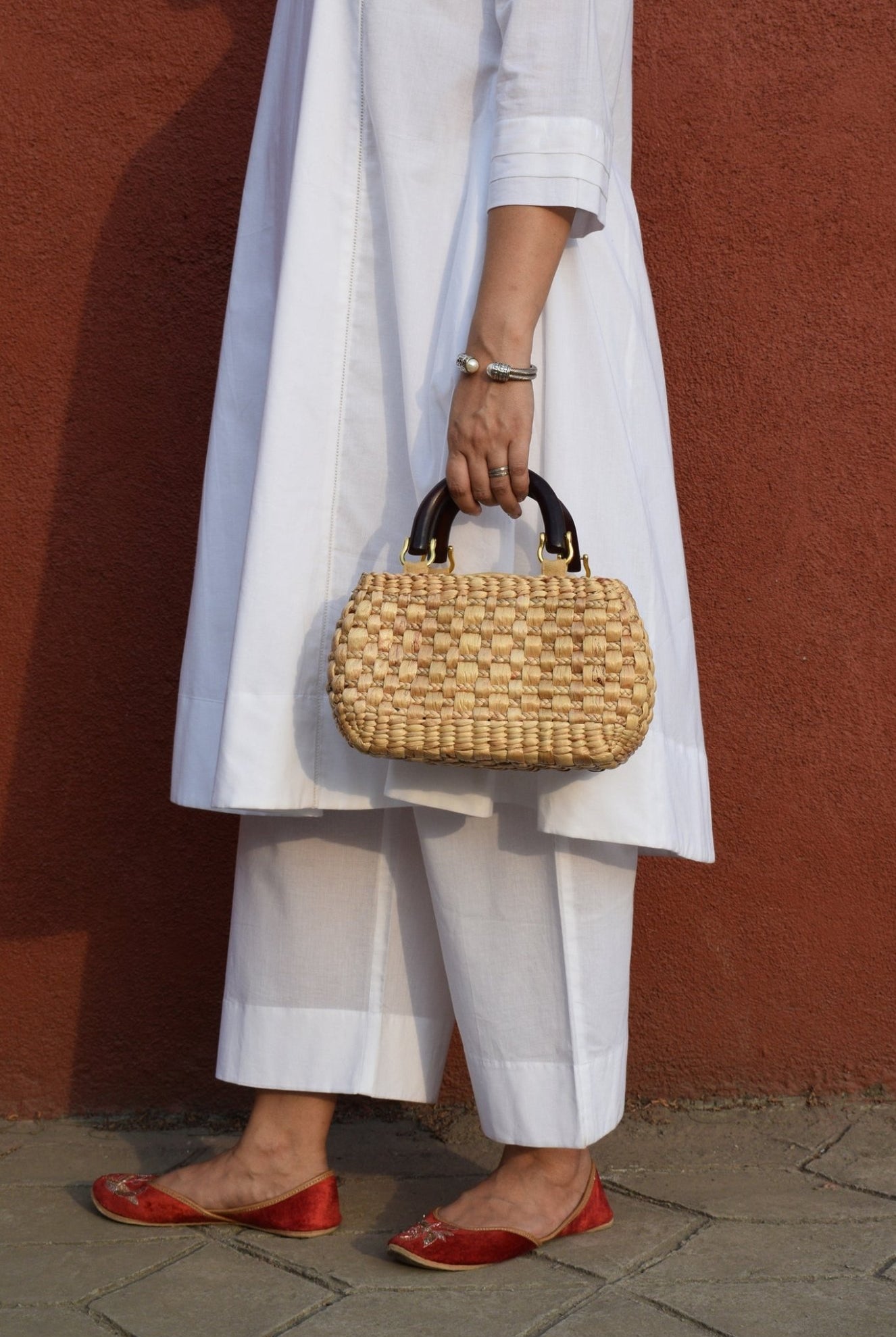 White A line Cotton Kurta with Panels and Pyjama - CiceroniKurta Set, Everyday WearHouse of Moxa