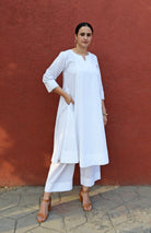 White A Line Kurta with Panels - CiceroniKurta, Everyday WearHouse of Moxa