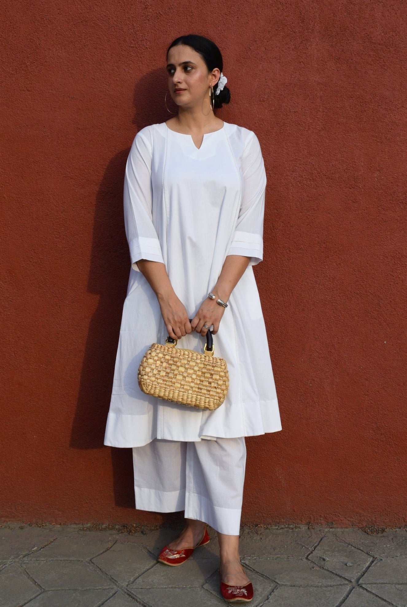 White A Line Kurta with Panels - CiceroniKurta, Everyday WearHouse of Moxa