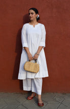 White A Line Kurta with Panels - CiceroniKurta, Everyday WearHouse of Moxa