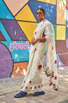 White Bindi Saree - Mul - CiceroniSareePrathaa