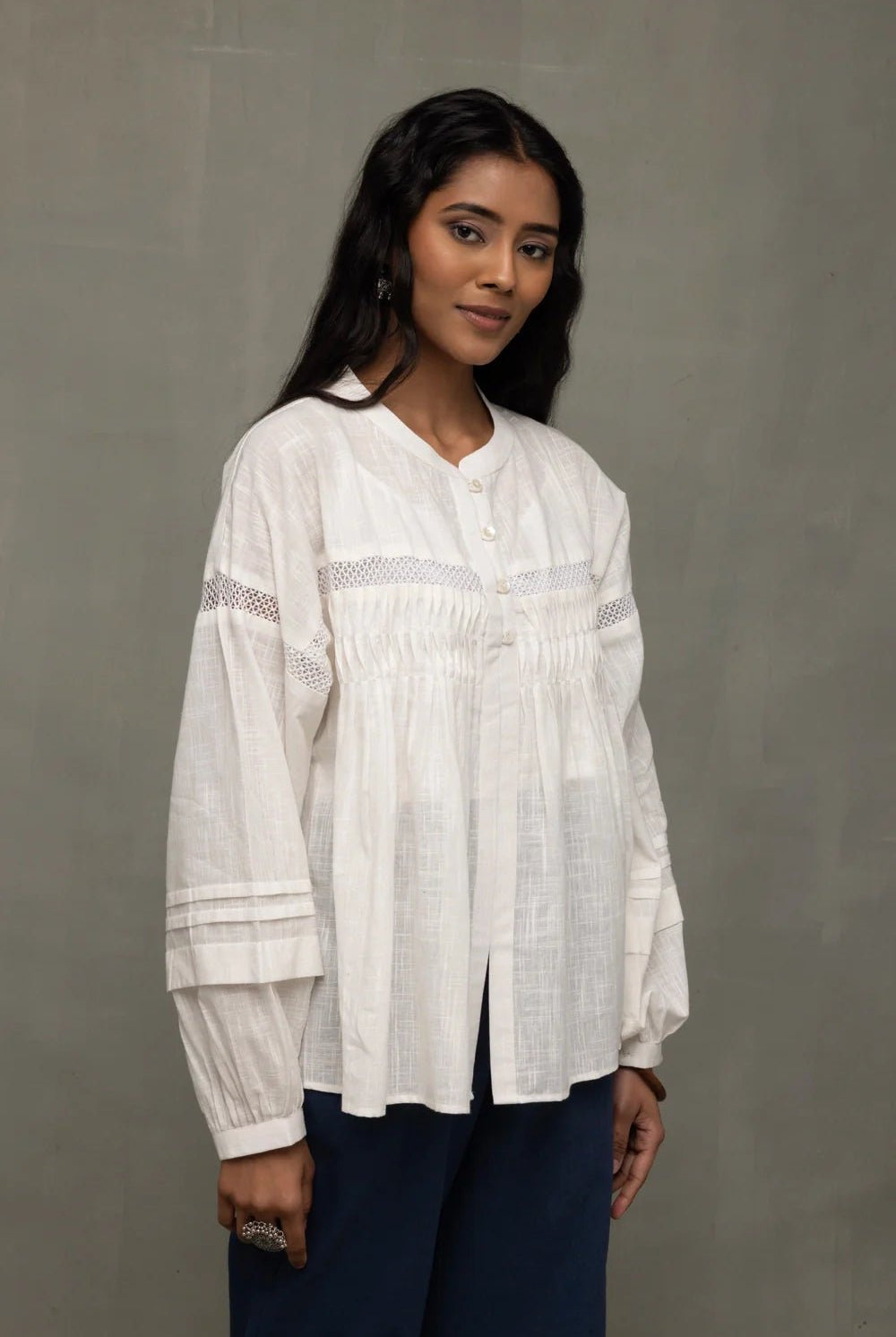 White Breezy Relaxed Fit Top - CiceroniTopsSutra Art of Clothing