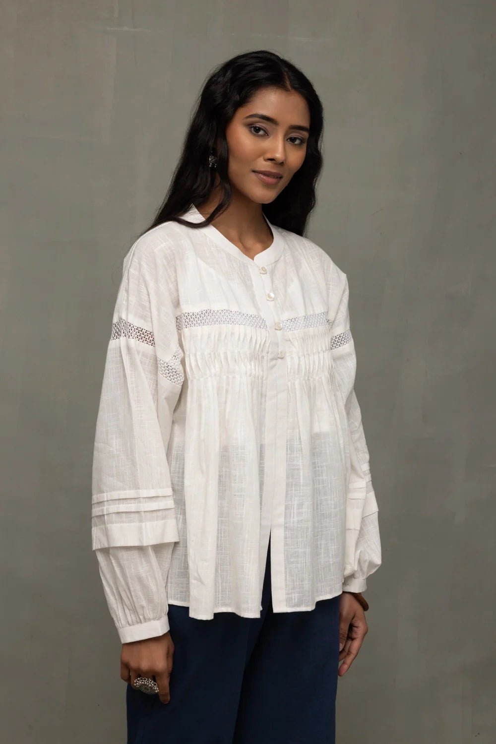 White Breezy Relaxed Fit Top - CiceroniTopsSutra Art of Clothing