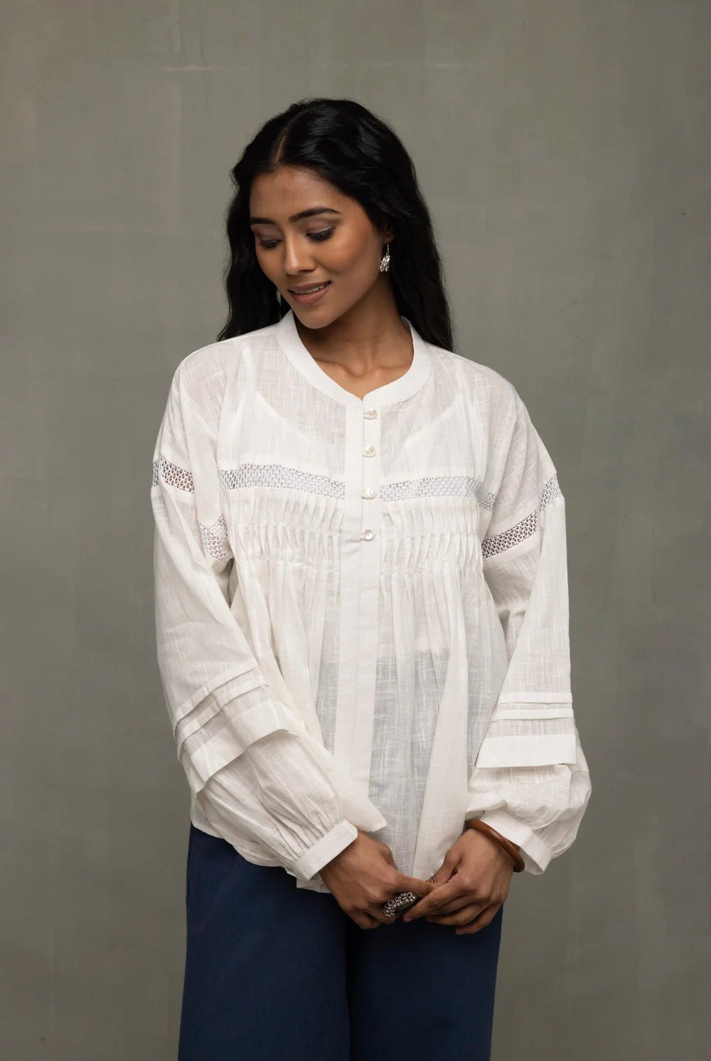 White Breezy Relaxed Fit Top - CiceroniTopsSutra Art of Clothing