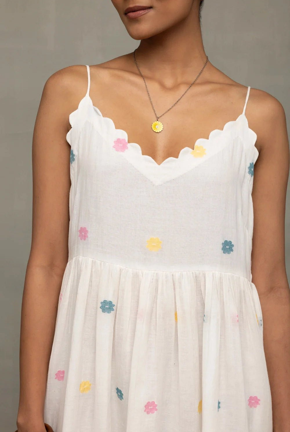 White Gulrang Pure Cotton Jamdani Dress - CiceroniDressesSutra Art of Clothing