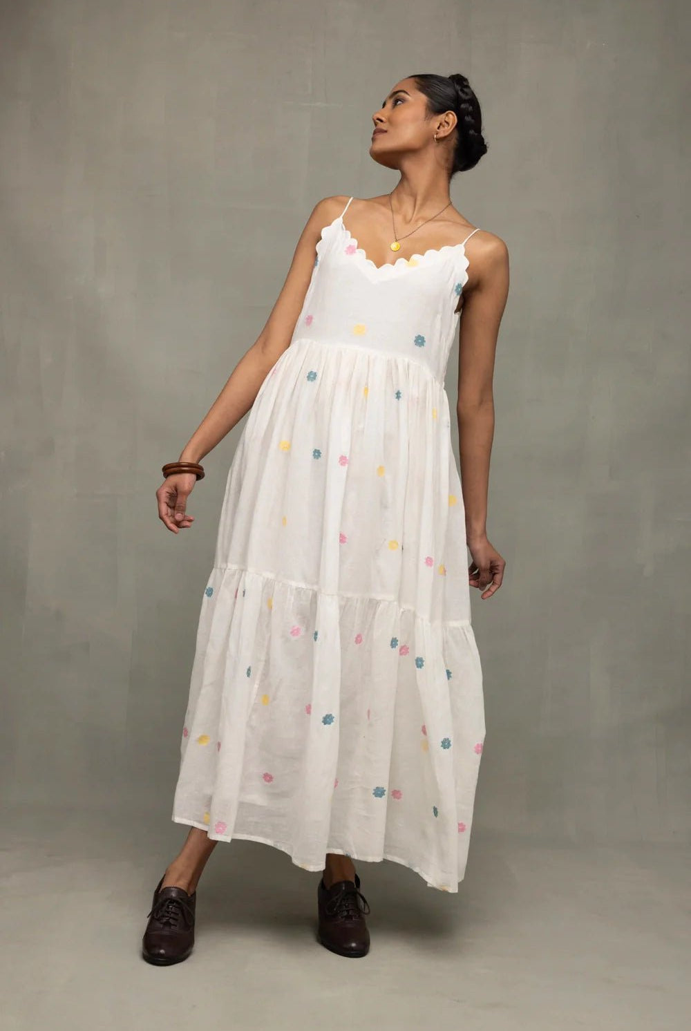 White Gulrang Pure Cotton Jamdani Dress - CiceroniDressesSutra Art of Clothing
