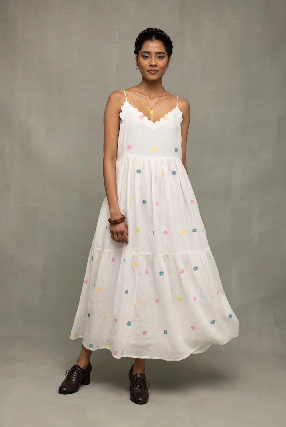 White Gulrang Pure Cotton Jamdani Dress - CiceroniDressesSutra Art of Clothing