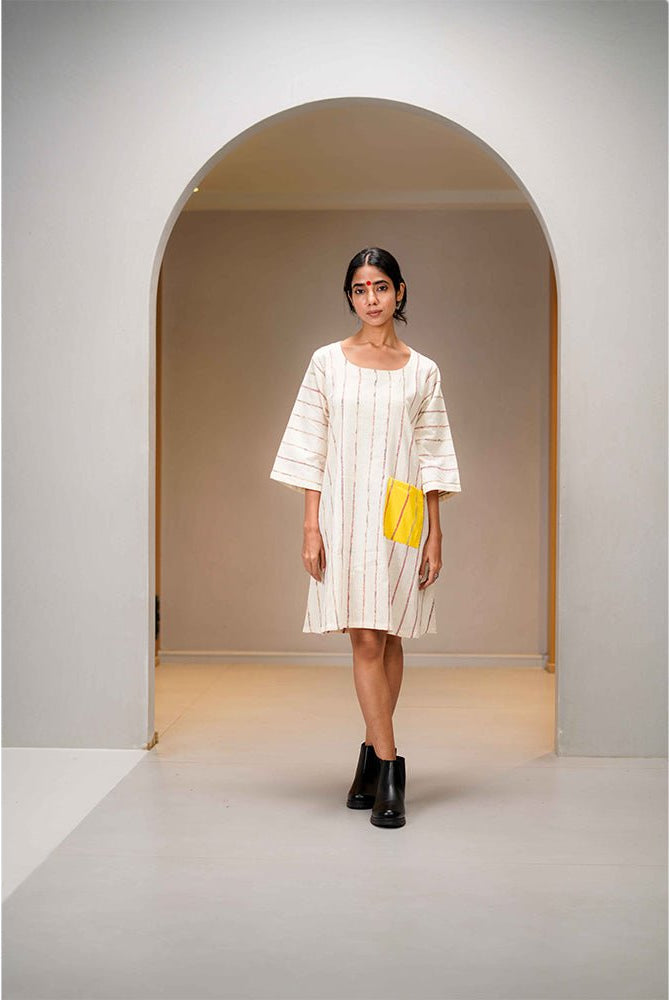 White Khesh Shift Dress - CiceroniDressesPrathaa