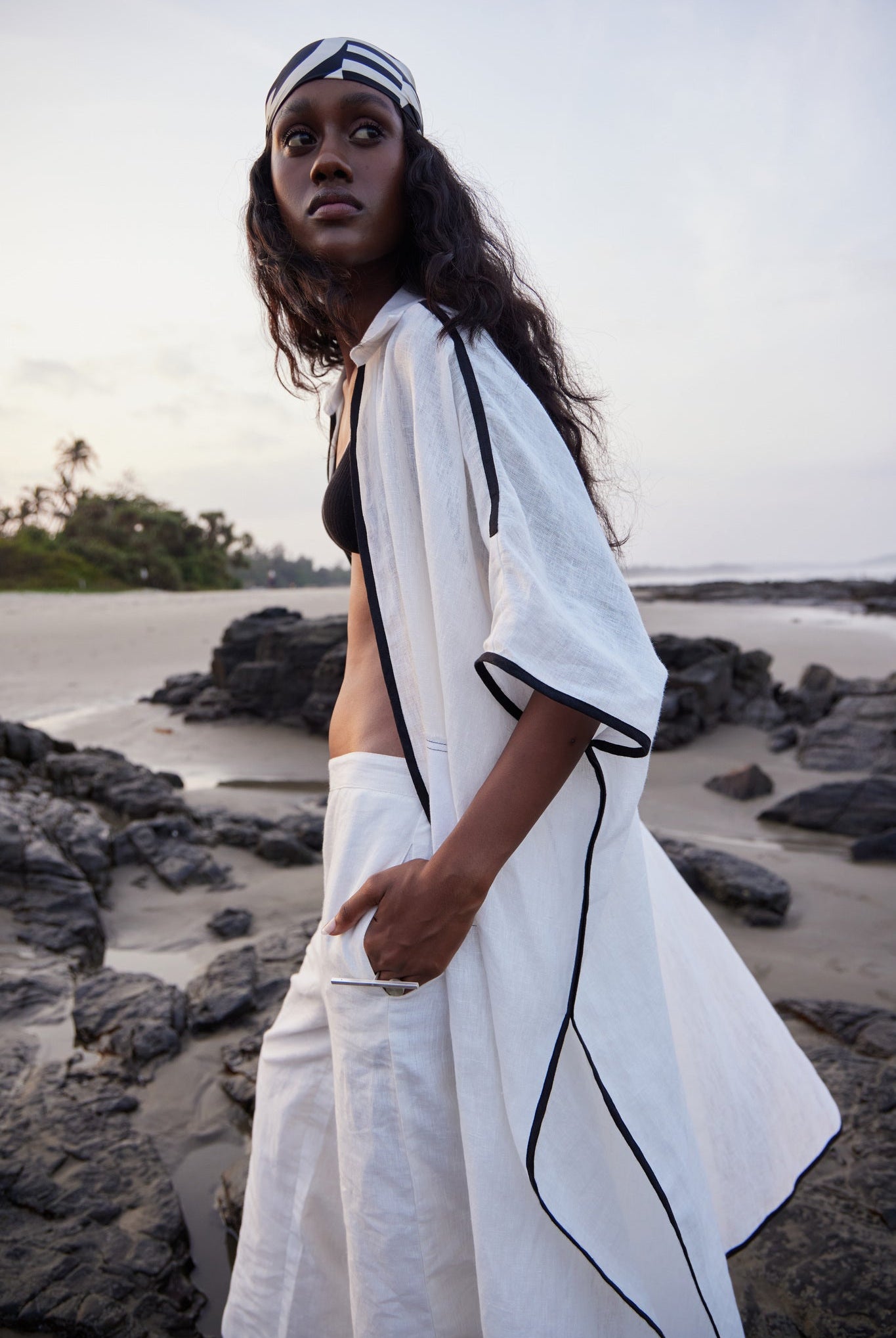 White Linen Overlay - CiceroniCapePriyanca Khanna