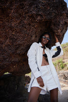 White Linen Shorts - CiceroniShortsPriyanca Khanna