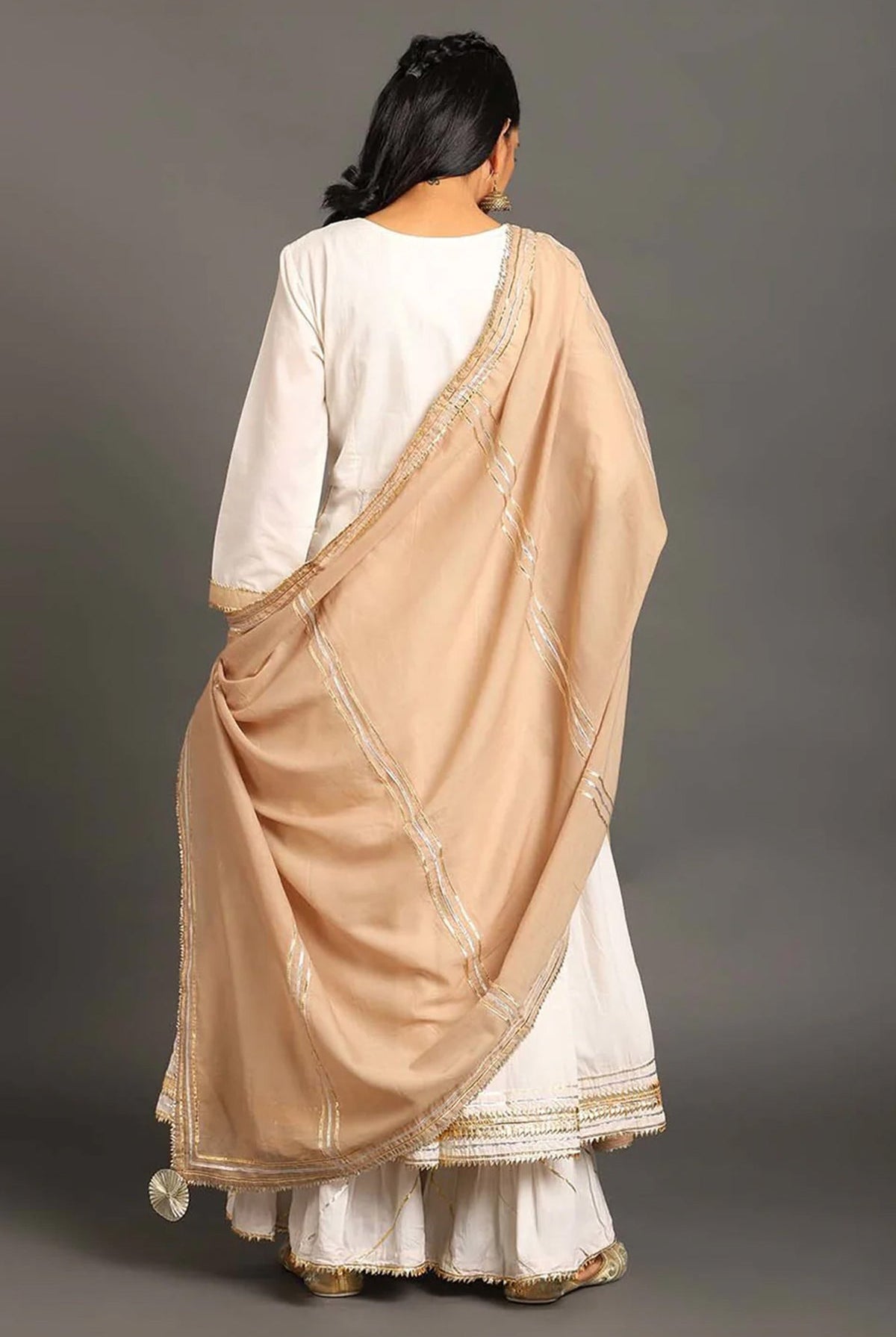 White Mastani Anarkali Set - CiceroniKurta Set, Festive WearOmaana