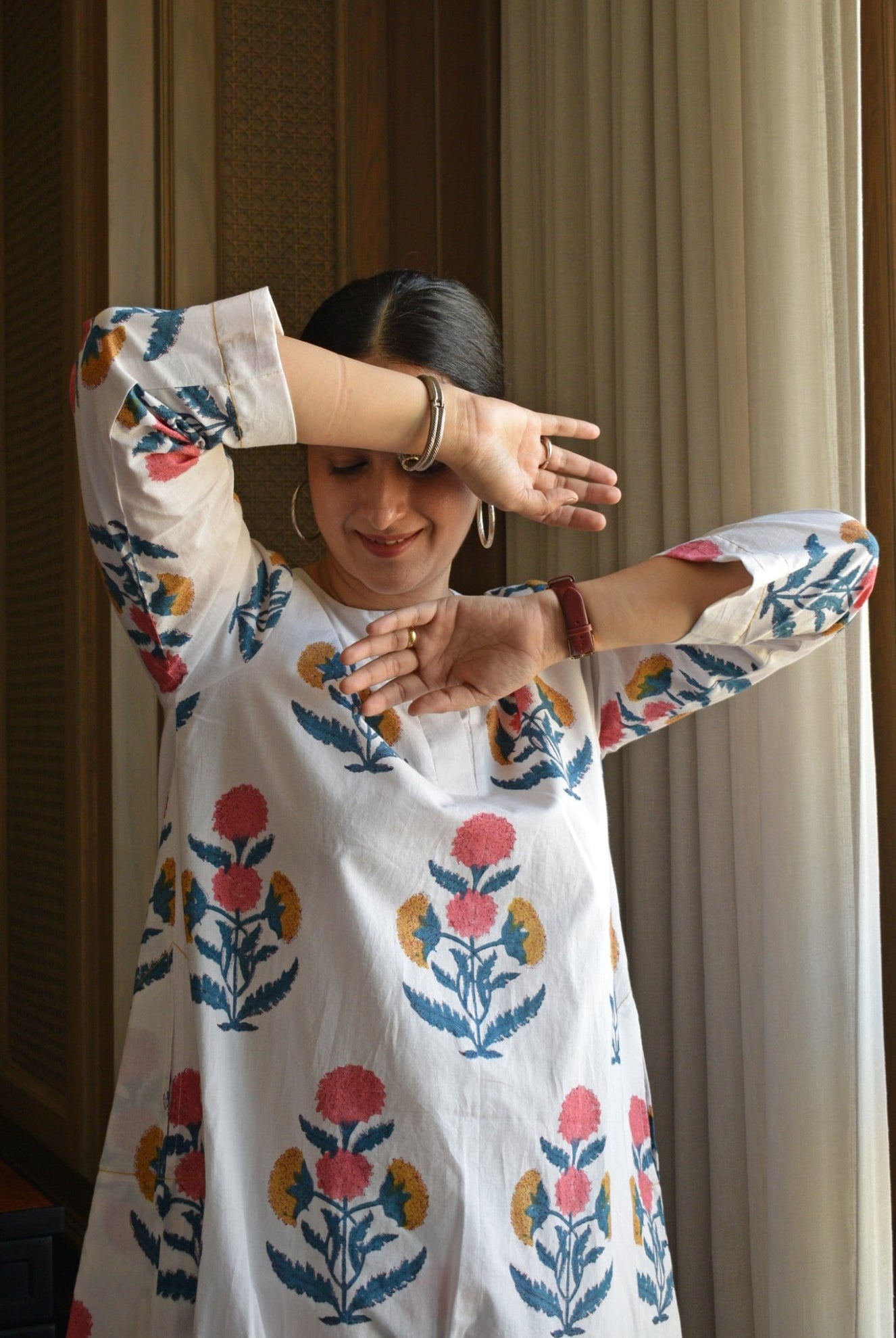 White Mughal Hand - block Printed Co - ord Set - CiceroniKurta Set, Everyday WearHouse of Moxa