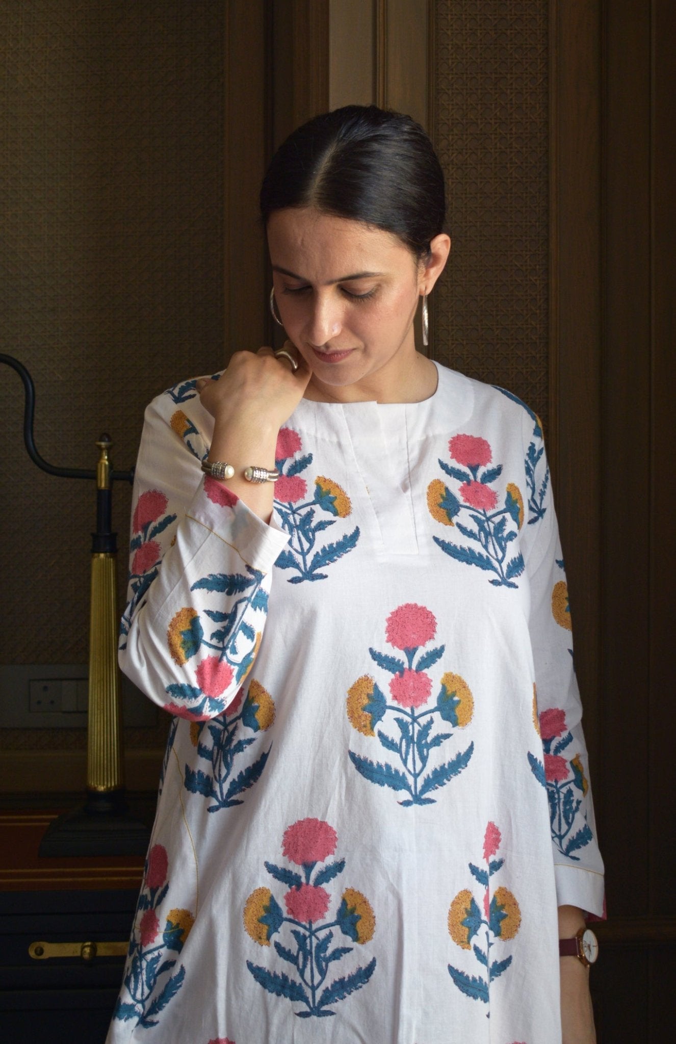 White Mughal Hand - block Printed Co - ord Set - CiceroniKurta Set, Everyday WearHouse of Moxa