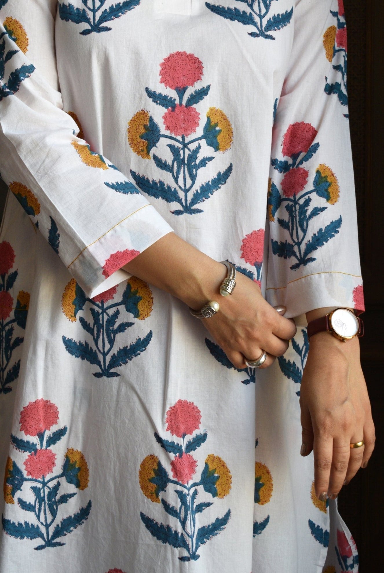 White Mughal Hand - block Printed Co - ord Set - CiceroniKurta Set, Everyday WearHouse of Moxa