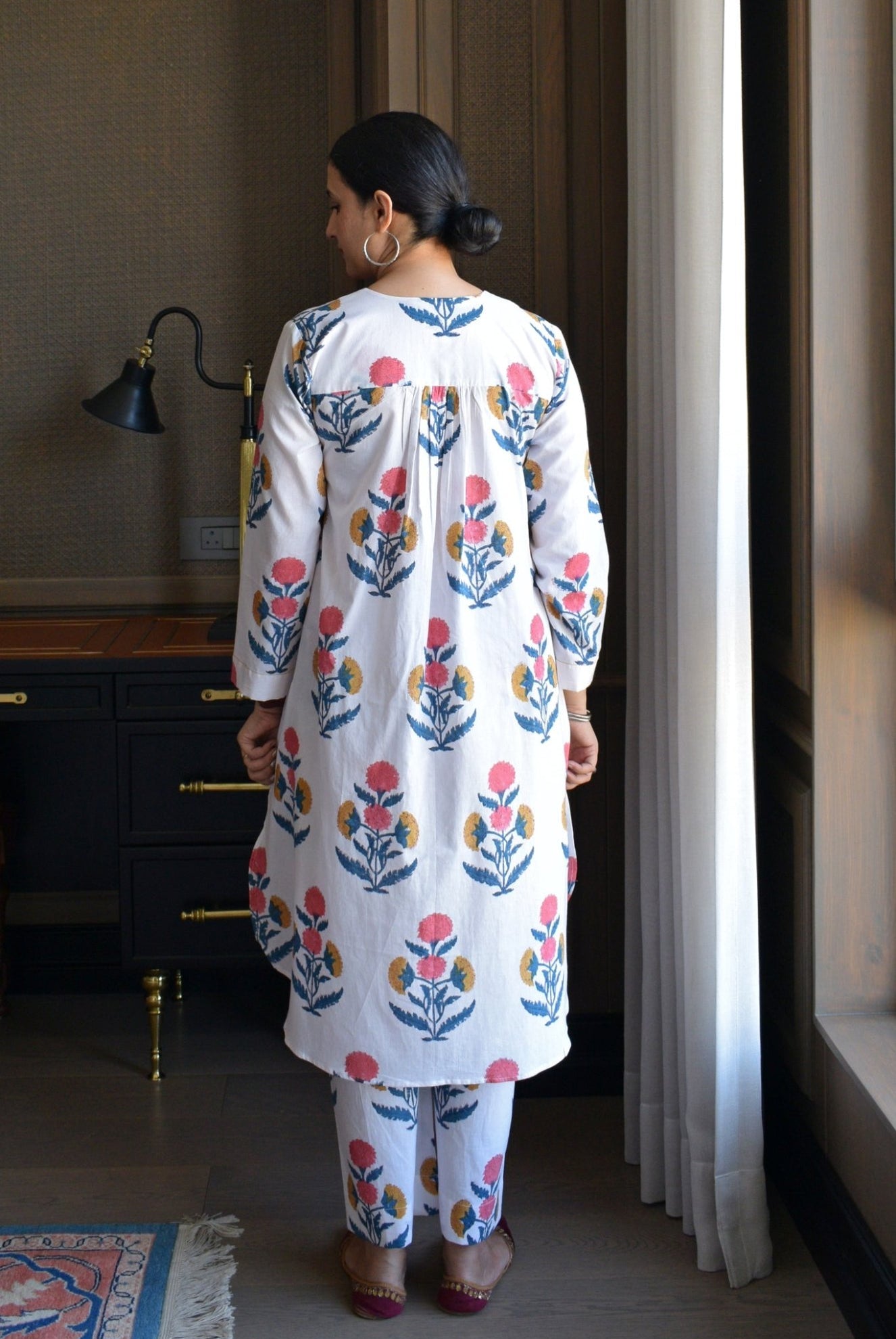 White Mughal Hand - block Printed Co - ord Set - CiceroniKurta Set, Everyday WearHouse of Moxa