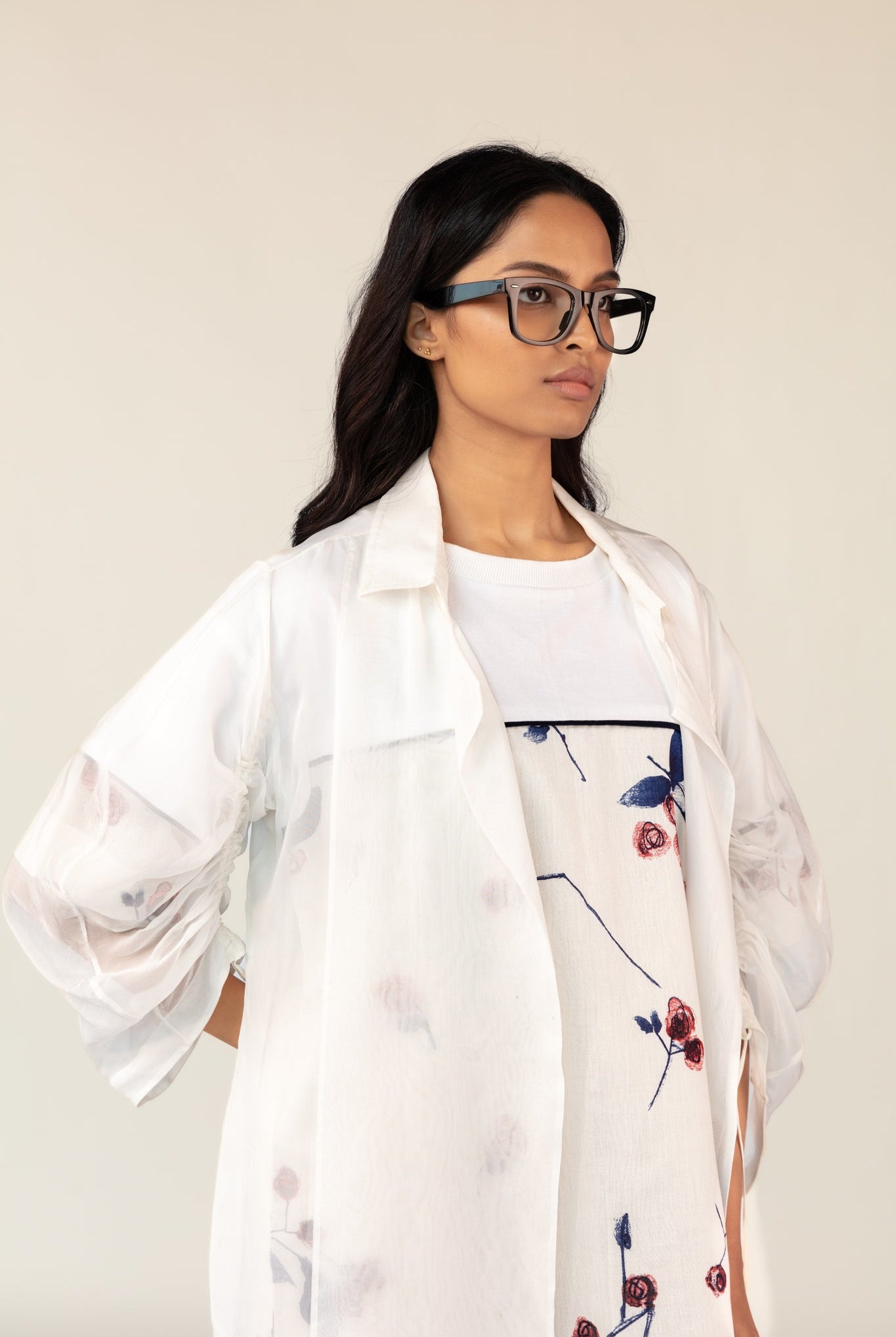 White Overlay Shift Dress Set - CiceroniJacketsOtouto
