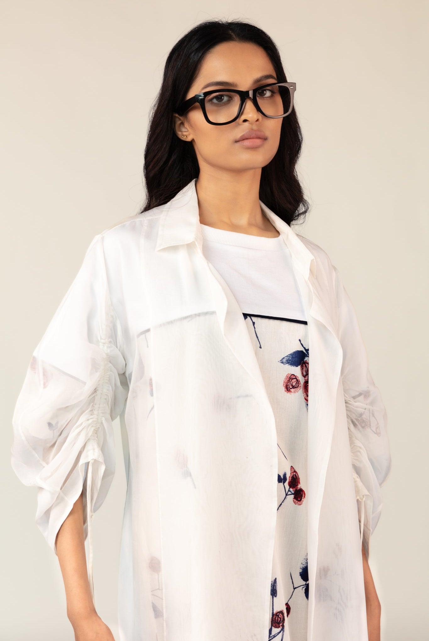 White Overlay Shift Dress Set - CiceroniJacketsOtouto