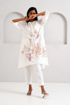 White Suvi Set - Embroidered Tunic + Pants - CiceroniKurta SetMadder Much