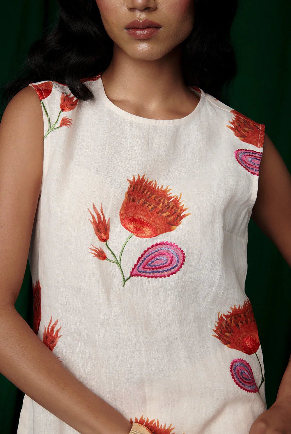 Wildflower Linen Fitted Kurta Set - CiceroniKurta Set, Festive WearSaphed