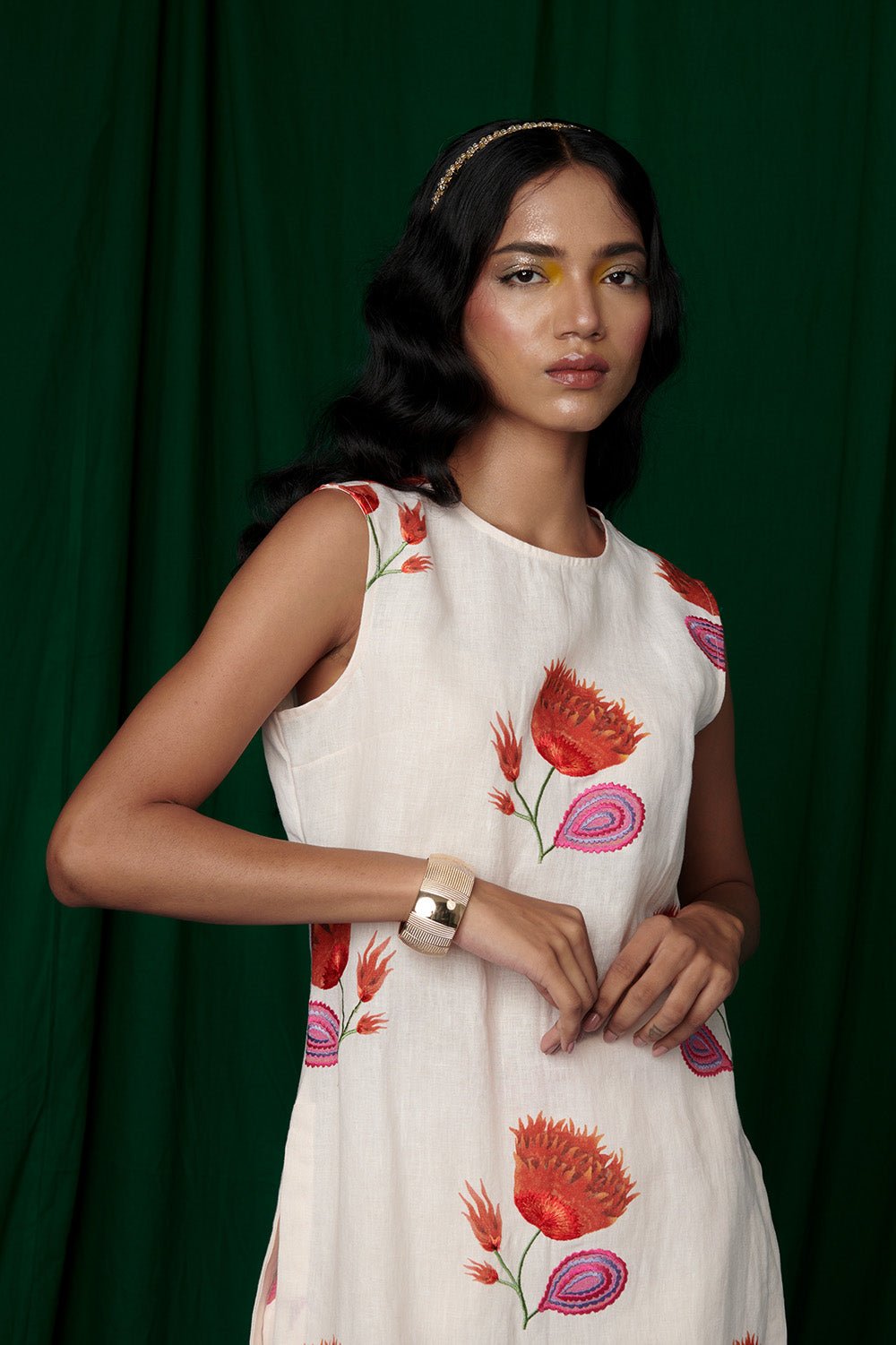 Wildflower Linen Fitted Kurta Set - CiceroniKurta Set, Festive WearSaphed