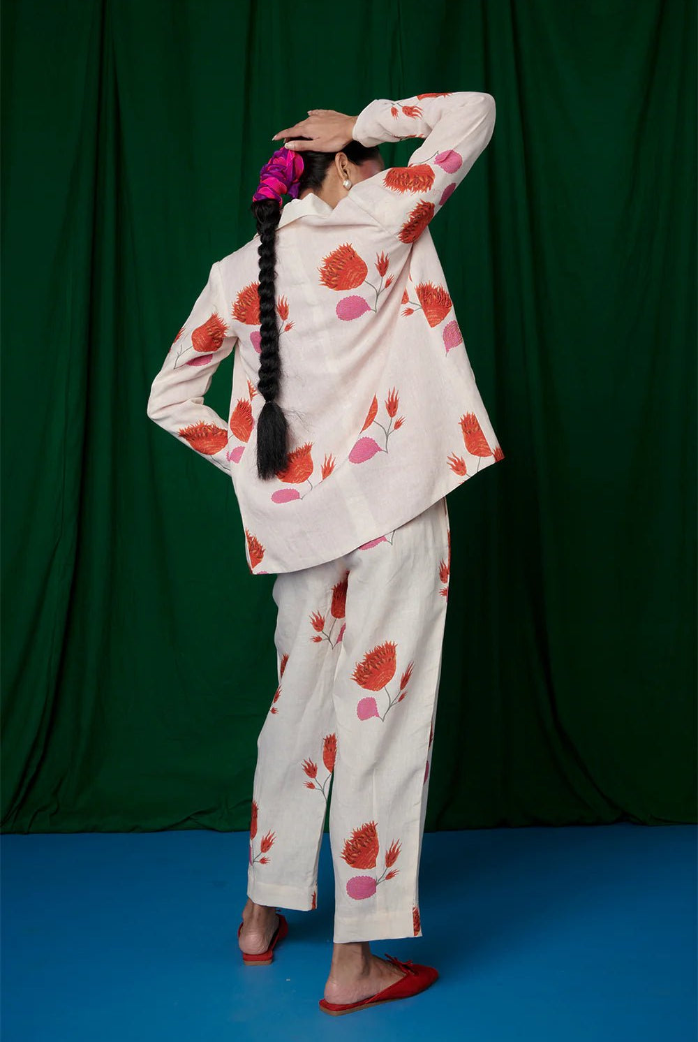 Wildflower Linen Jacket and Lounge Pants - CiceroniCo - ord SetSaphed