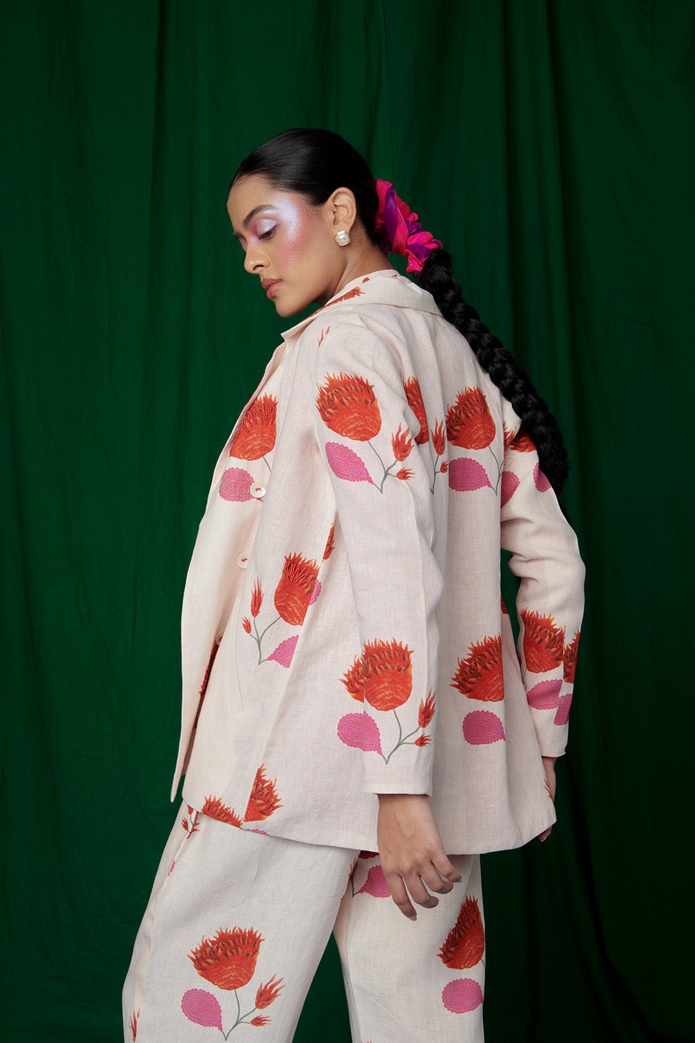Wildflower Linen Jacket and Lounge Pants - CiceroniCo - ord SetSaphed