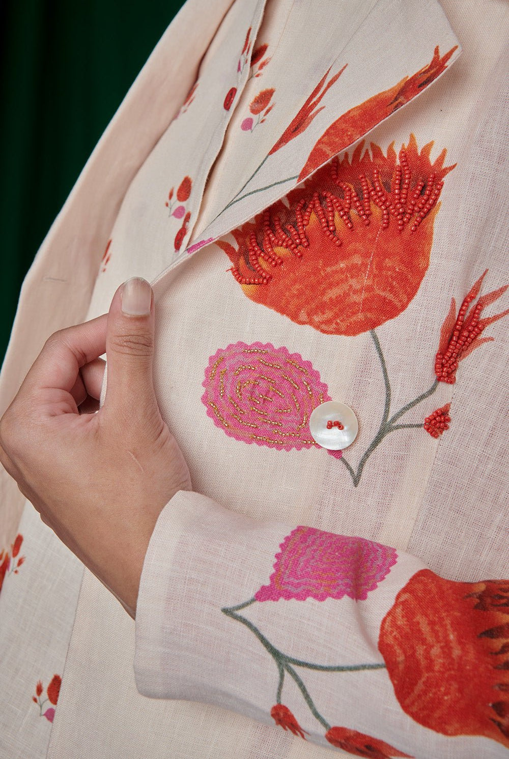 Wildflower Linen Jacket and Lounge Pants - CiceroniCo - ord SetSaphed