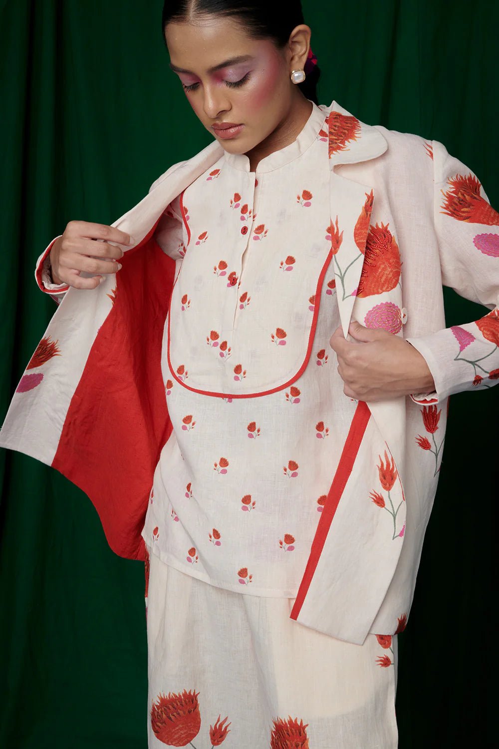 Wildflower Linen Jacket and Lounge Pants - CiceroniCo - ord SetSaphed