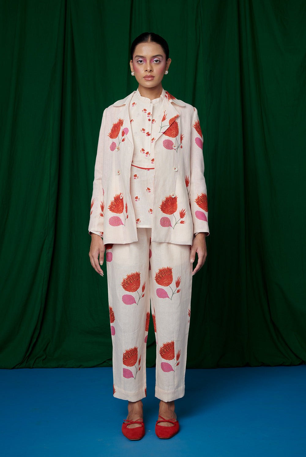 Wildflower Linen Jacket and Lounge Pants - CiceroniCo - ord SetSaphed