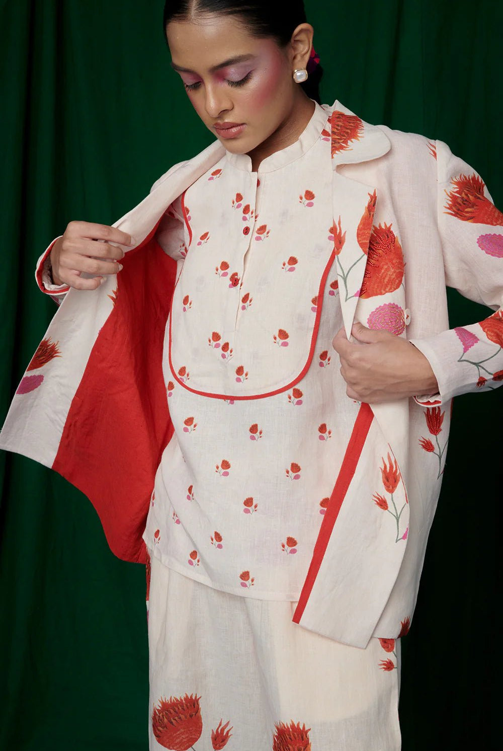 Wildflower Linen Yoke Shirt - CiceroniTopsSaphed