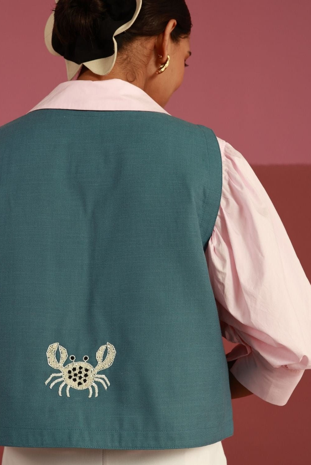 Winglore - Blue The Crabby Edit Hand-Embroidered Gilet - CiceroniJacketsWinglore