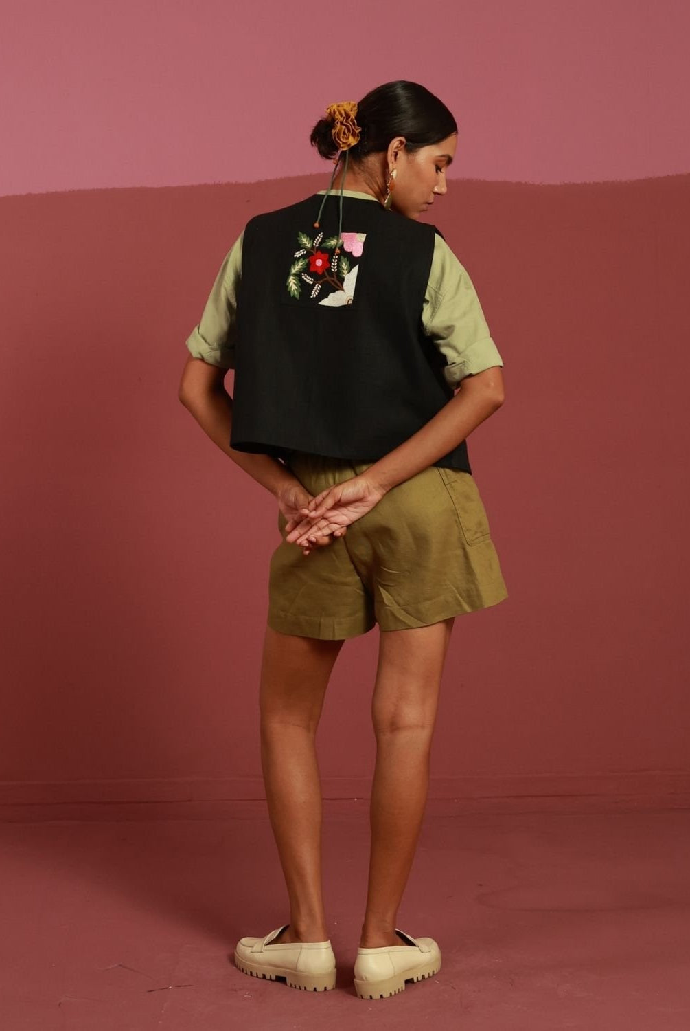 Winglore - Bold Black Patch Hand Embroidered Gilet - CiceroniJacketsWinglore