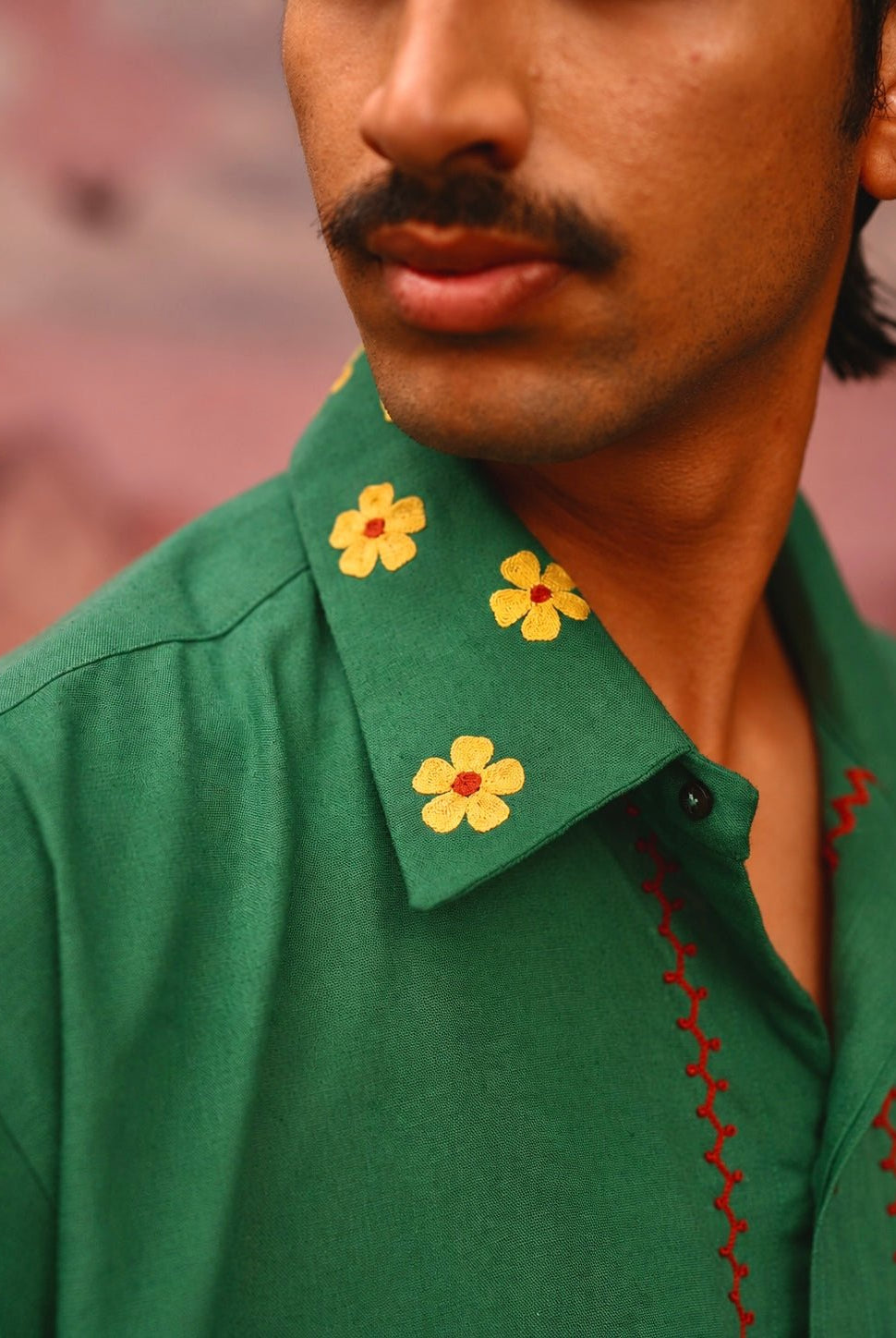 Winglore - Green Hand Embroiderd Pure Linen Birdy Oversized Shirt - CiceroniUnisex ShirtsWinglore