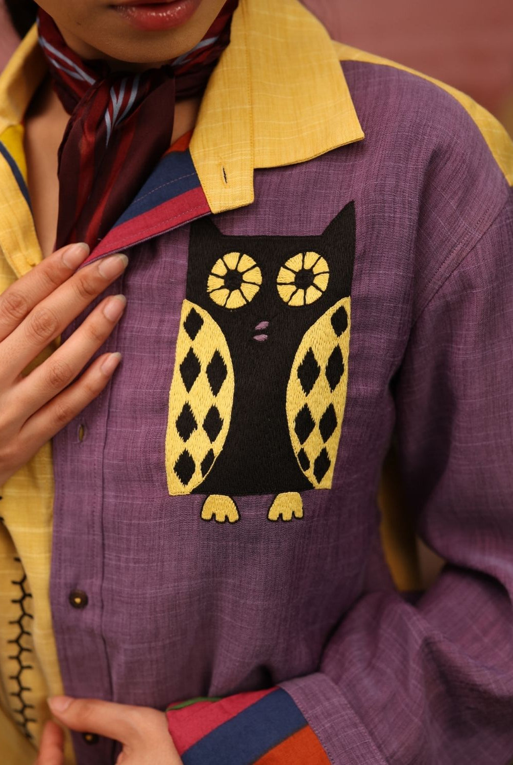 Winglore - Half and half: The Yellow Edition Owls Hand Embroidered Shirt & Pants - CiceroniCo-ord setWinglore