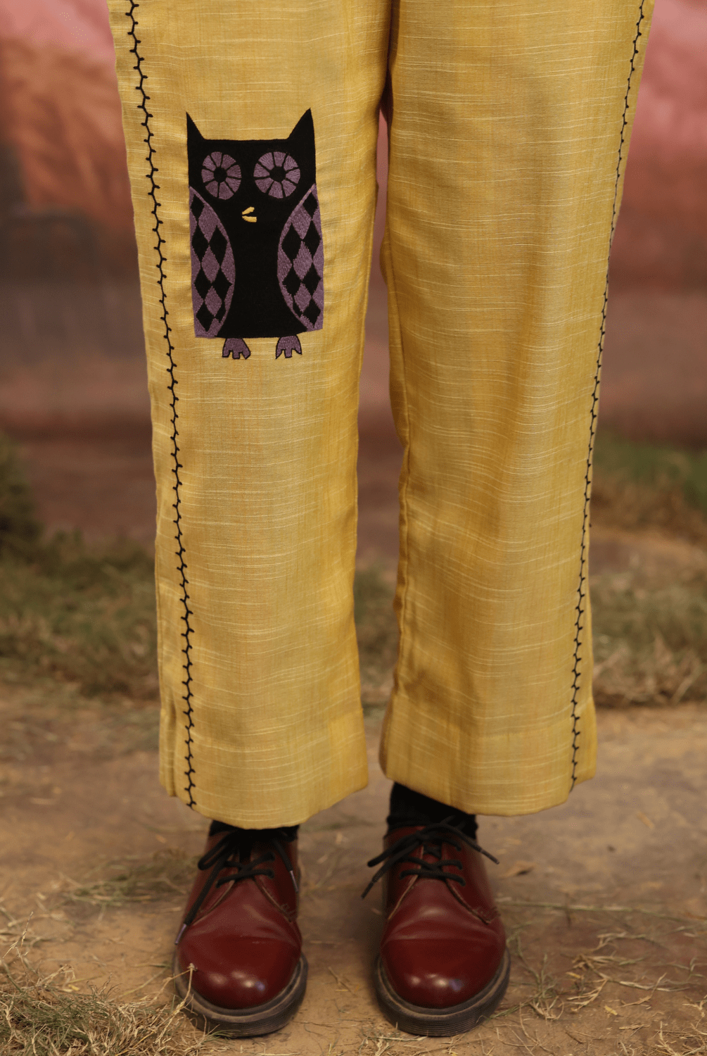 Winglore - Half and half: The Yellow Edition Owls Hand Embroidered Shirt & Pants - CiceroniCo-ord setWinglore