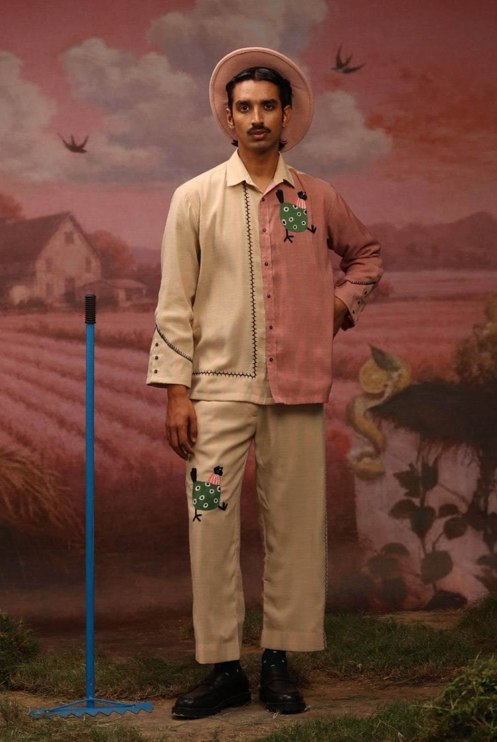 Winglore - Half & half: The Hens Hand Embroidered Shirt & Pants - CiceroniCo-ord setWinglore