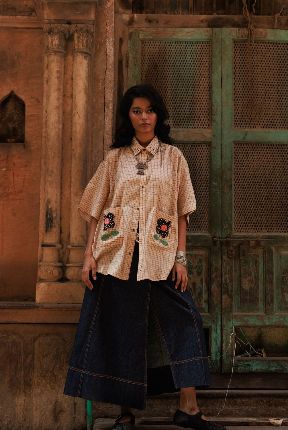 Winglore - Hand Embroiderd Kosa Silk Prim & Primrose Flower Oversized Shirt - CiceroniUnisex ShirtsWinglore